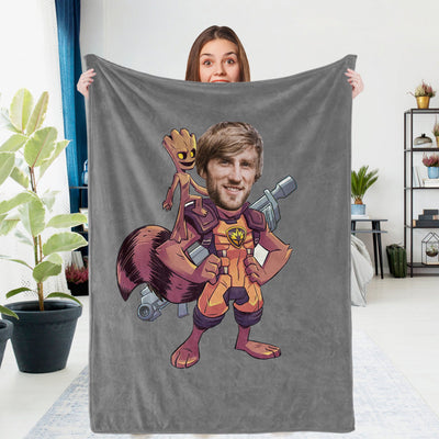 Custom Photo Blanket Rocket Racoon Personalized Photo Gifts Unique Customized Gifts - mysiliconefoodbag