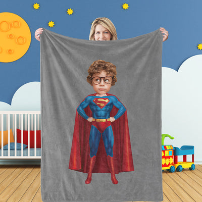 Superman Blankets Custom Face Blankets Personalized Photo Blanket Surperise for Kids - mysiliconefoodbag