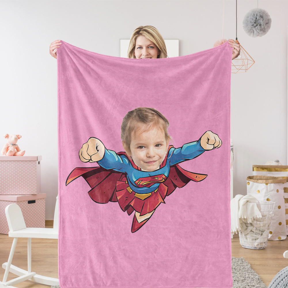 Gifts for Daughter Custom Photo Blanket Custom Supergirl Gifts Personalized Photo Blanket