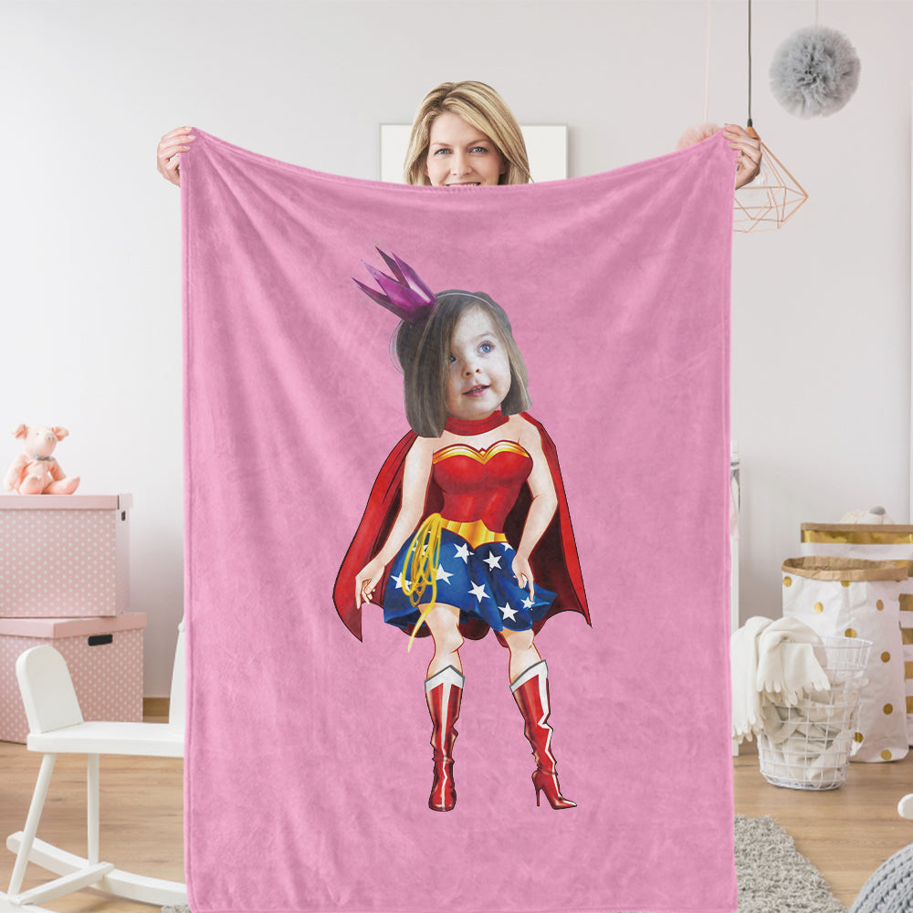 Gifts for Daughter Custom Wonder Woman Blankets Personalized Photo Blanket Surprise for Her