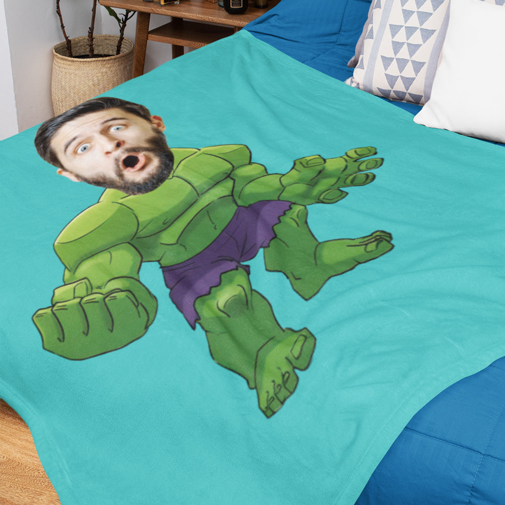 Gifts for Son Hulk Blankets Custom Photo Blanket Personalized Face Blanket