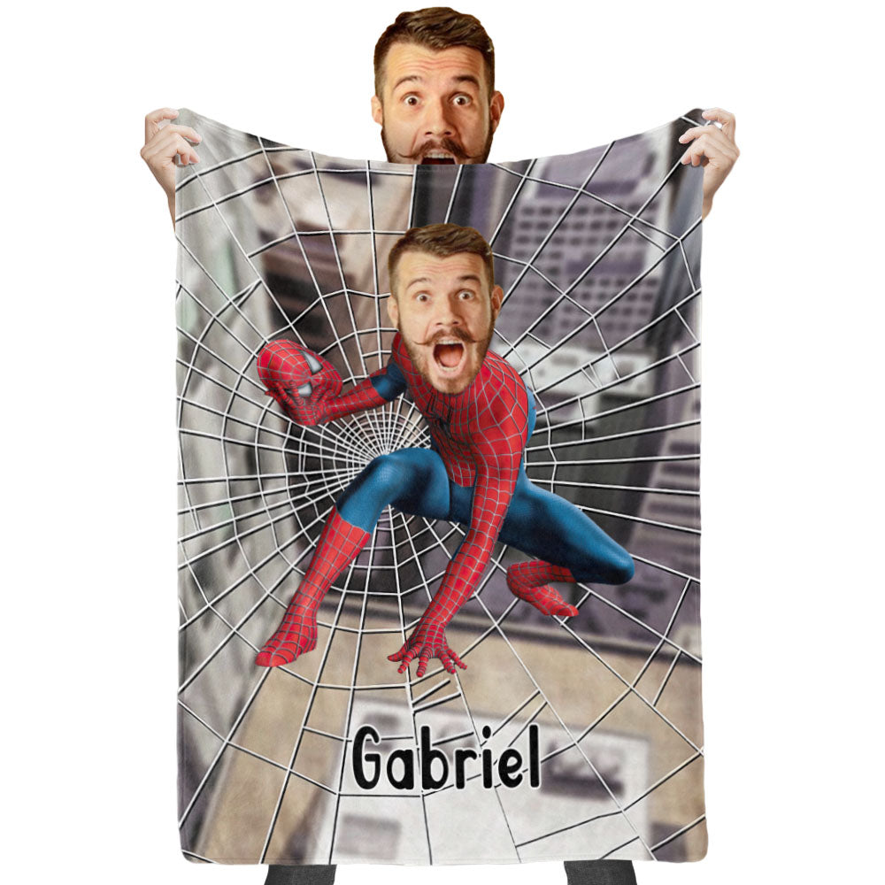 Custom My Face Blanket Personalized Photo and Text Blanket Minime Spiderman Blanket Best Gift For Him