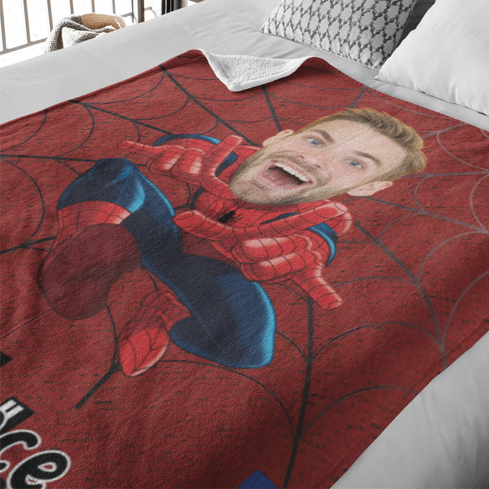 Custom Kids Spiderman Blanket Face Photo Blanket Personalized Photo and Text Blanket  A Unique Cool Gift