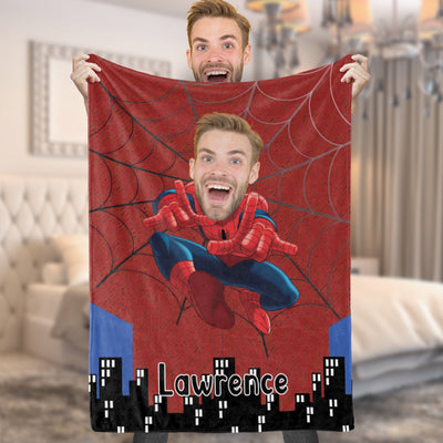 Custom Kids Spiderman Blanket Face Photo Blanket Personalized Photo and Text Blanket  A Unique Cool Gift - mysiliconefoodbag