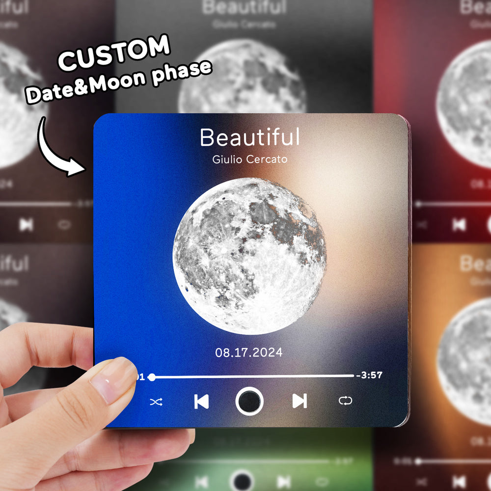 Customized Album Music Fridge Magnet Personalized Moon Phase Music Fridge Magnet Can Play Songs and Adjust Volume