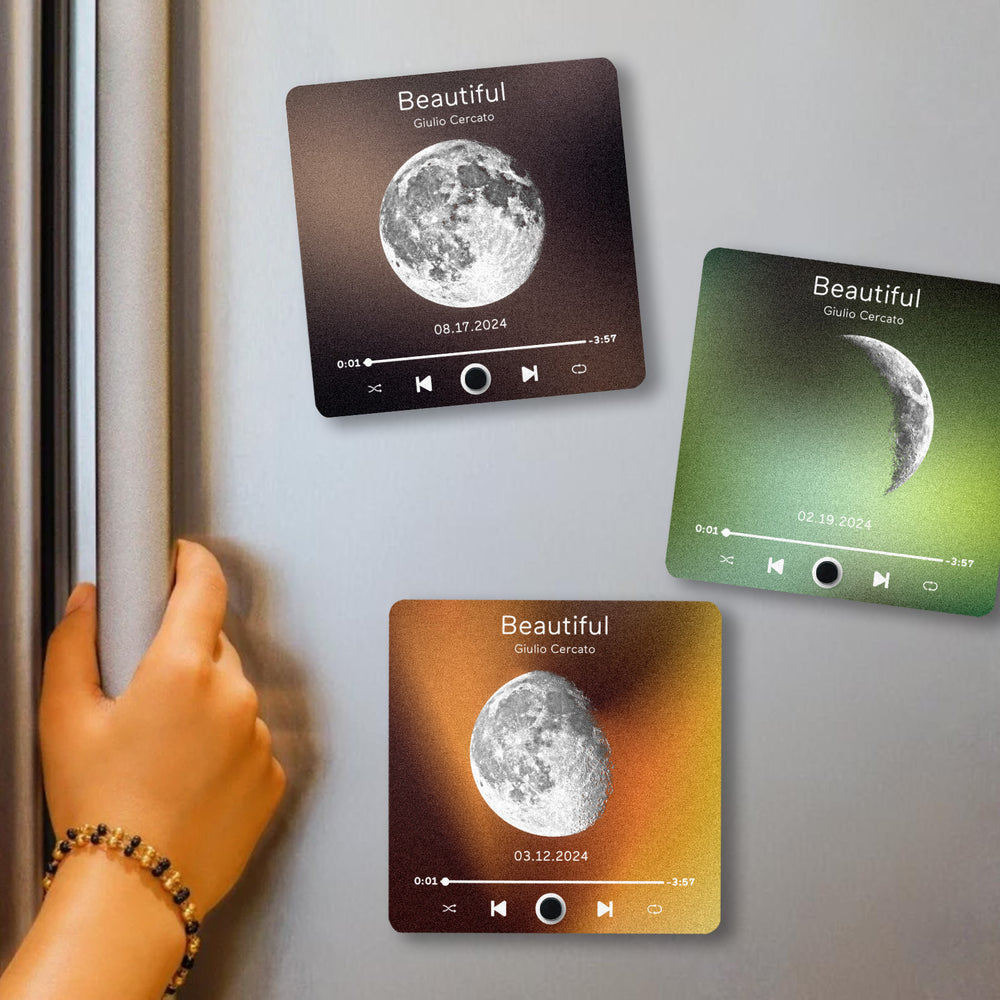 Customized Album Music Fridge Magnet Personalized Moon Phase Music Fridge Magnet Can Play Songs and Adjust Volume