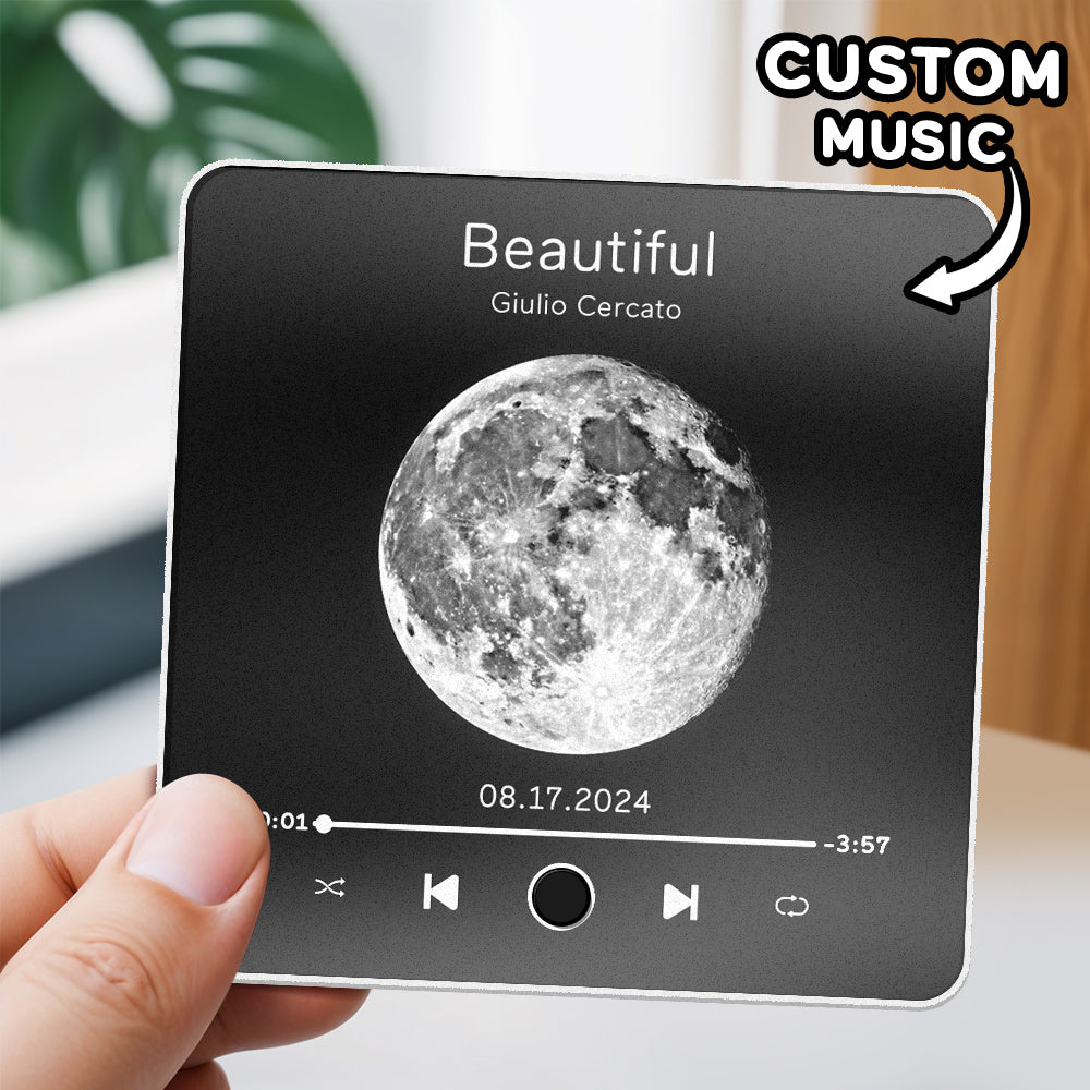 Customized Album Music Fridge Magnet Personalized Moon Phase Music Fridge Magnet Can Play Songs and Adjust Volume