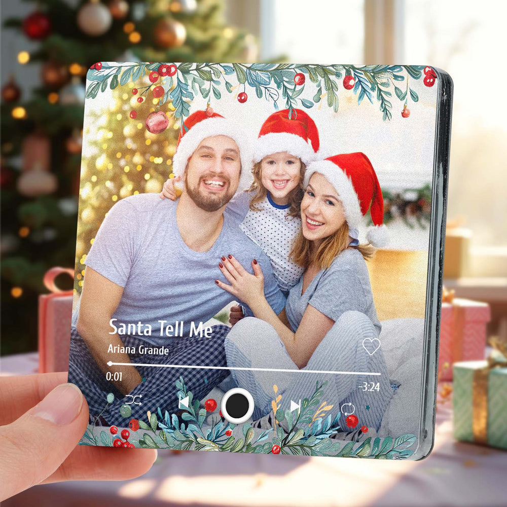 Personalized Christmas Family Photo Music Fridge Magnet Custom Music Magnets Can Play Songs Christmas Gifts for Family