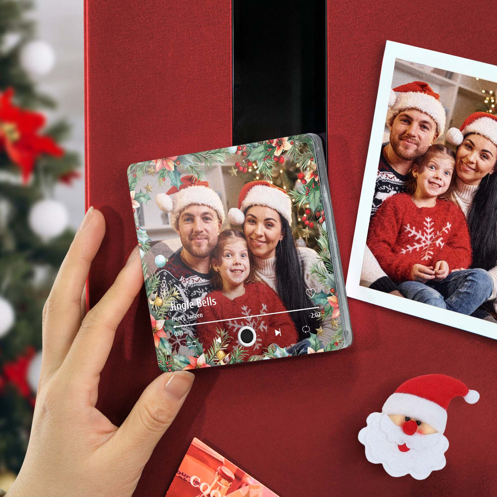 Personalized Christmas Family Photo Music Fridge Magnet Custom Music Magnets Can Play Songs Christmas Gifts for Family