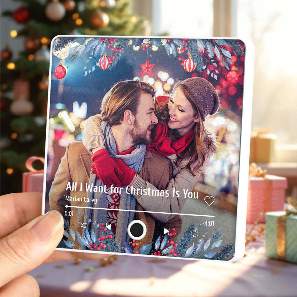 Personalized Christmas Family Photo Music Fridge Magnet Custom Music Magnets Can Play Songs Christmas Gifts for Family