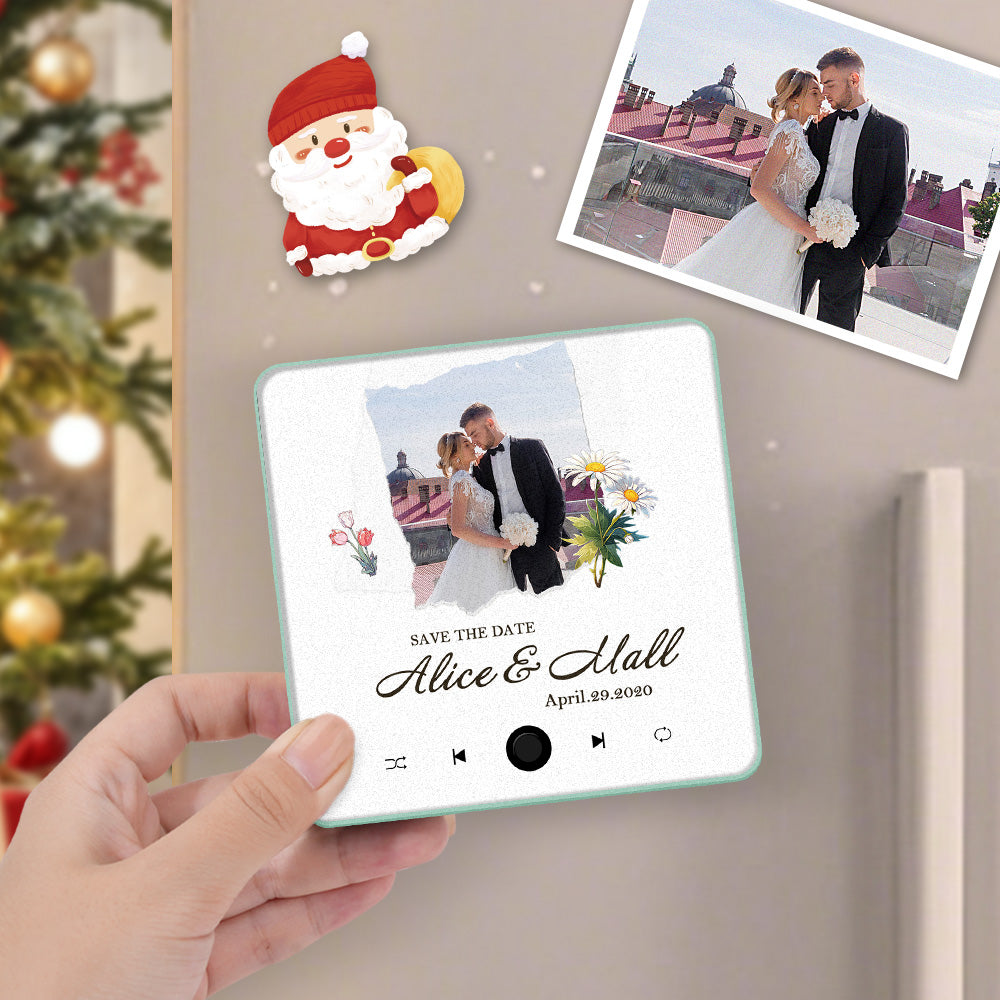 Custom Wedding Photo Music Fridge Magnet Personalized Music Magnets Can Play Songs Christmas Gift for Couples