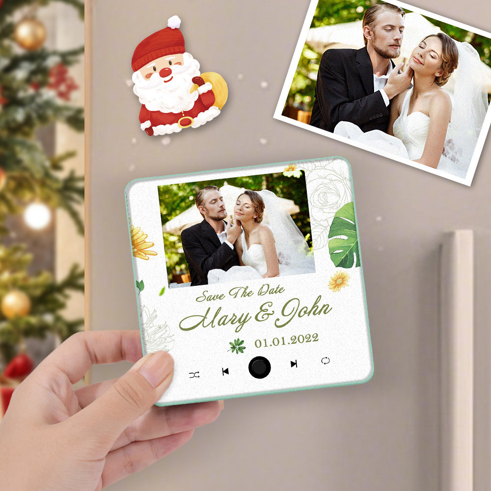 Personalized Wedding Photo Music Fridge Magnet Christmas Gift for Couples Custom Music Magnets Can Play Songs