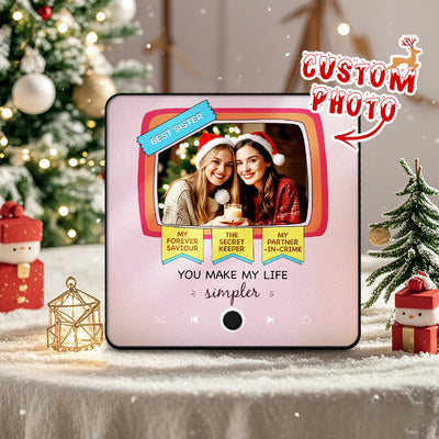 Personalized Photo Music Fridge Magnet Christmas Gift for Sisters and Brothers Custom Music Magnets Can Play Songs - mysiliconefoodbag