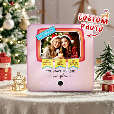 Personalized Photo Music Fridge Magnet Christmas Gift for Sisters and Brothers Custom Music Magnets Can Play Songs - mysiliconefoodbag