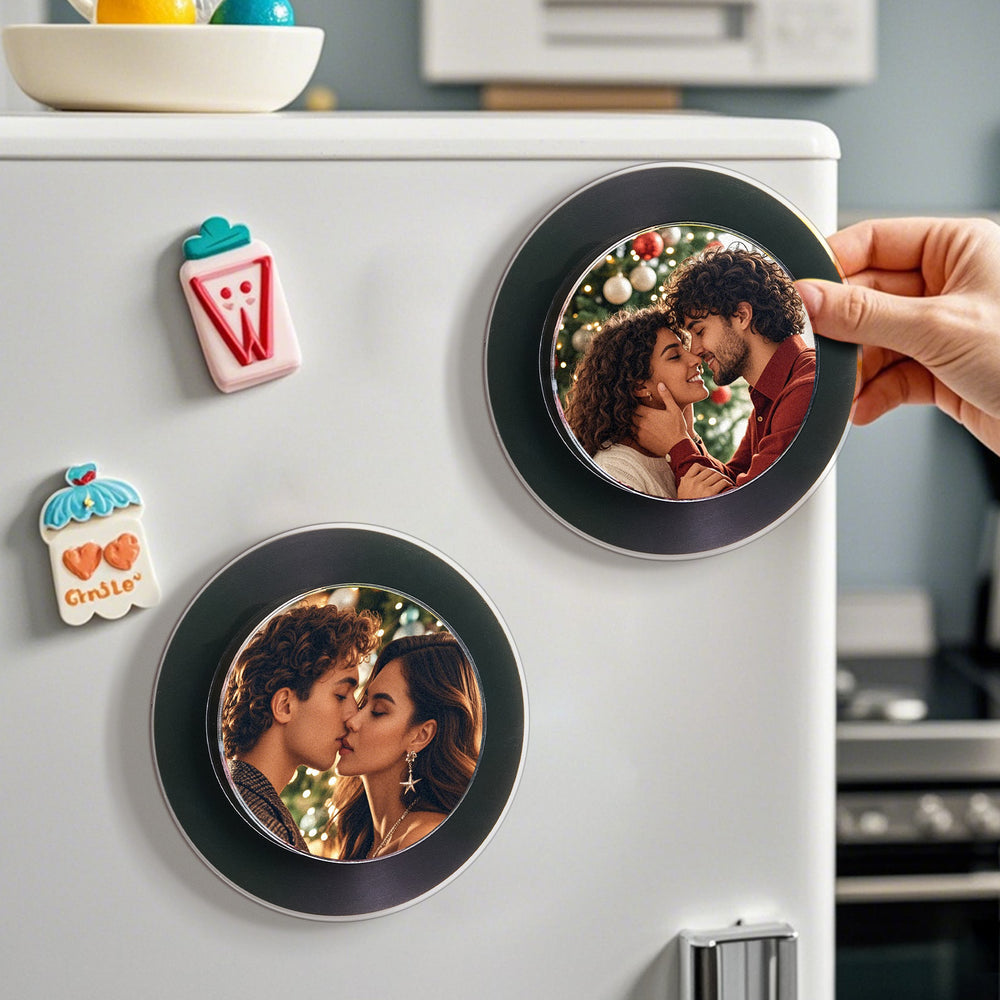 Custom Rotating Double Layer Acrylic Nfc Fridge Magnets With  Photos And Songs Magnetic Fridge Magnets