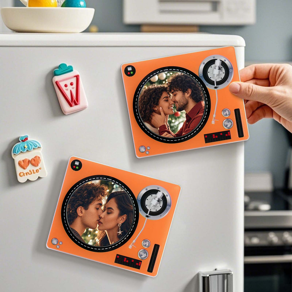 Custom Rotating Double Layer Acrylic Nfc Fridge Magnets With  Photos And Songs Magnetic Fridge Magnets