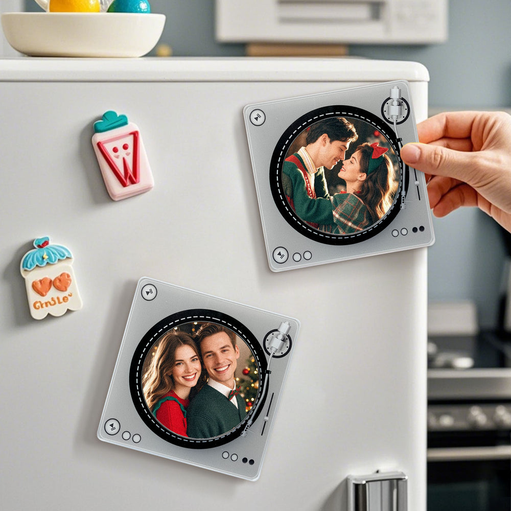 Custom Rotating Double Layer Acrylic Nfc Fridge Magnets With  Photos And Songs Magnetic Fridge Magnets