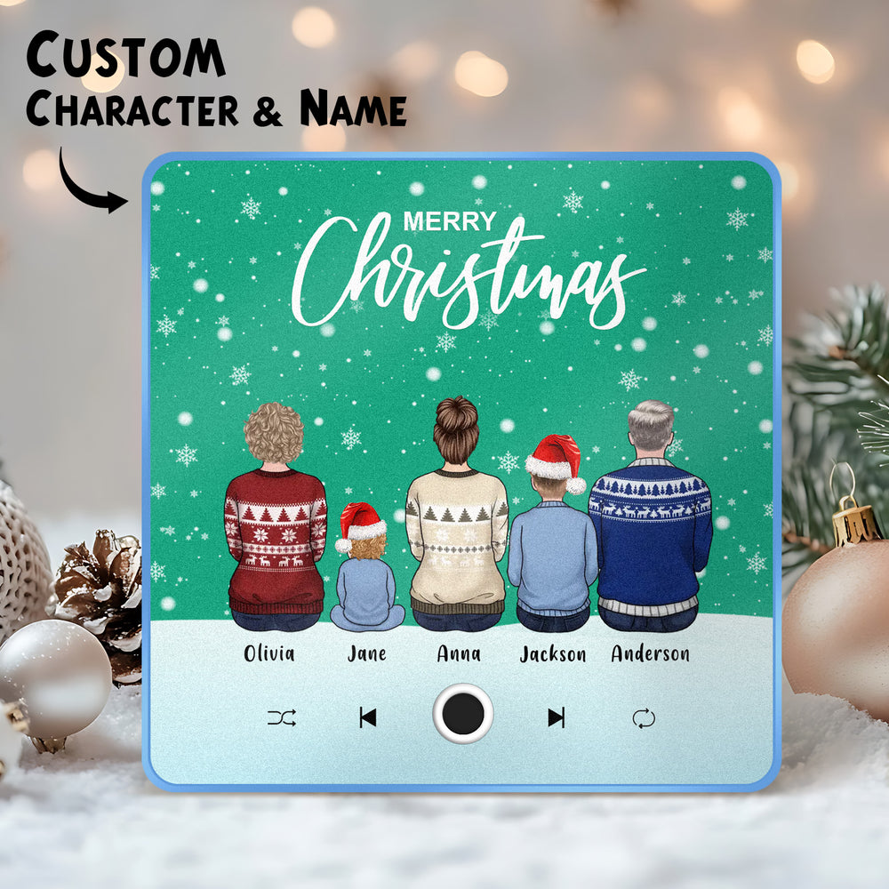 Custom Family Portrait Personalized Music Fridge Magnet Merry Christmas Custom Music Magnets Can Play Songs Christmas Gift Family Gifts