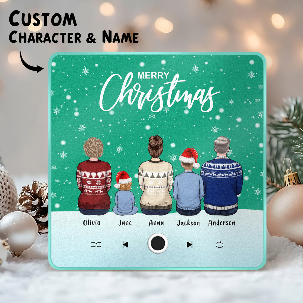 Custom Family Portrait Personalized Music Fridge Magnet Merry Christmas Custom Music Magnets Can Play Songs Christmas Gift Family Gifts