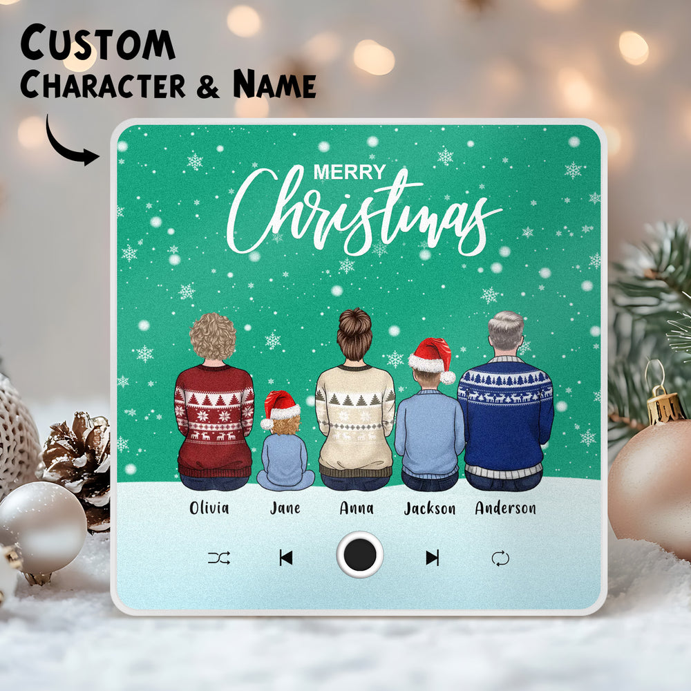 Custom Family Portrait Personalized Music Fridge Magnet Merry Christmas Custom Music Magnets Can Play Songs Christmas Gift Family Gifts