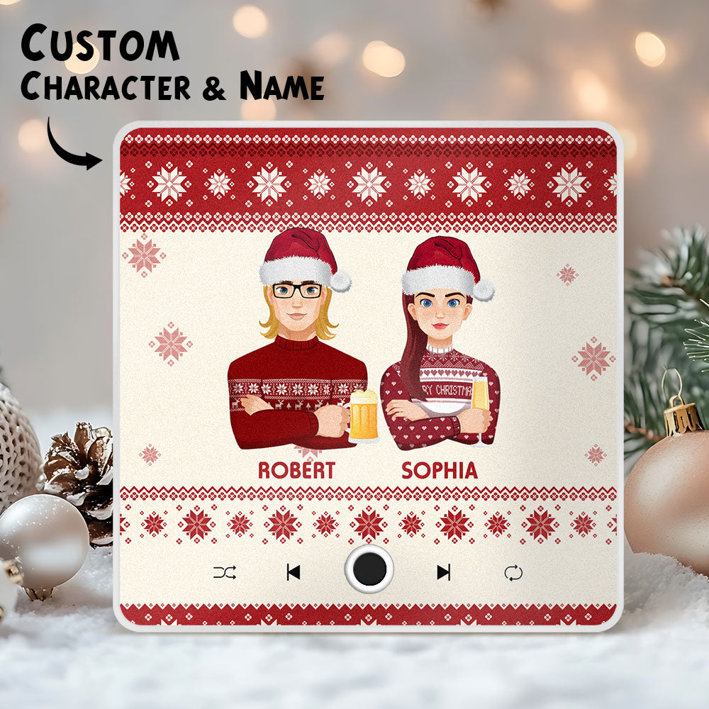 Custom Christmas Portrait Personalized Music Fridge Magnet Merry Christmas Magnets Can Play Songs Christmas Gift Family Gifts