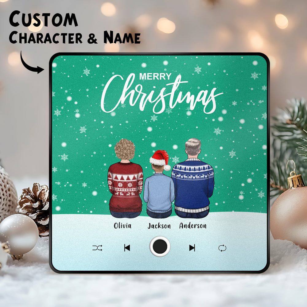 Custom Family Portrait Personalized Music Fridge Magnet Merry Christmas Custom Music Magnets Can Play Songs Christmas Gift Family Gifts