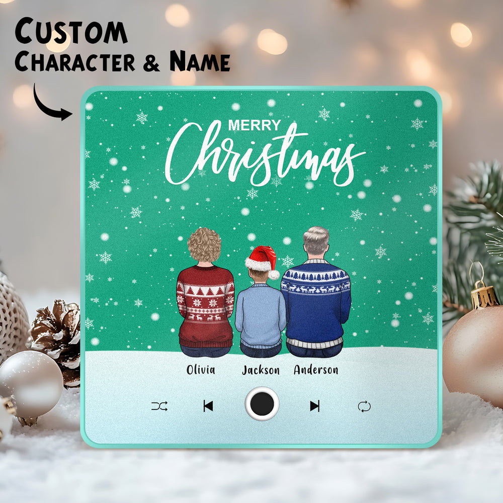 Custom Family Portrait Personalized Music Fridge Magnet Merry Christmas Custom Music Magnets Can Play Songs Christmas Gift Family Gifts