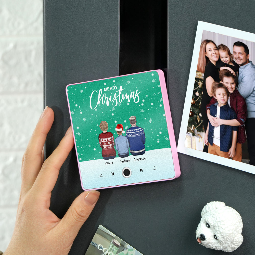 Custom Family Portrait Personalized Music Fridge Magnet Merry Christmas Custom Music Magnets Can Play Songs Christmas Gift Family Gifts