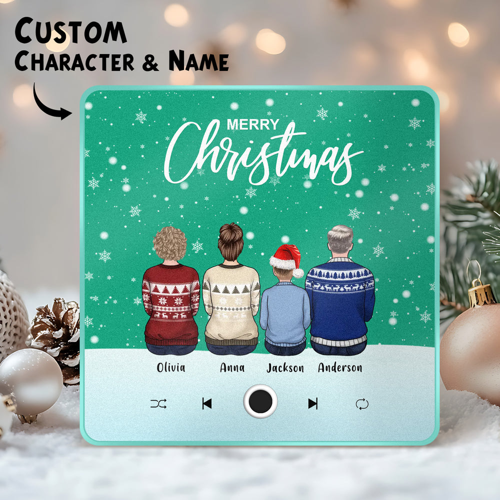 Custom Family Portrait Personalized Music Fridge Magnet Merry Christmas Custom Music Magnets Can Play Songs Christmas Gift Family Gifts