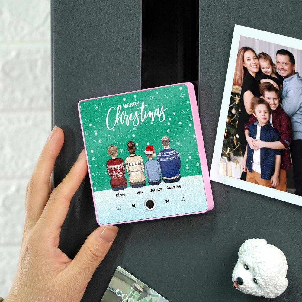 Custom Family Portrait Personalized Music Fridge Magnet Merry Christmas Custom Music Magnets Can Play Songs Christmas Gift Family Gifts