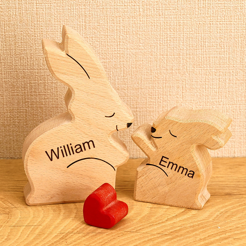 Wooden Rabbit Family Puzzle Custom Names House Warming Gifts Home Decor