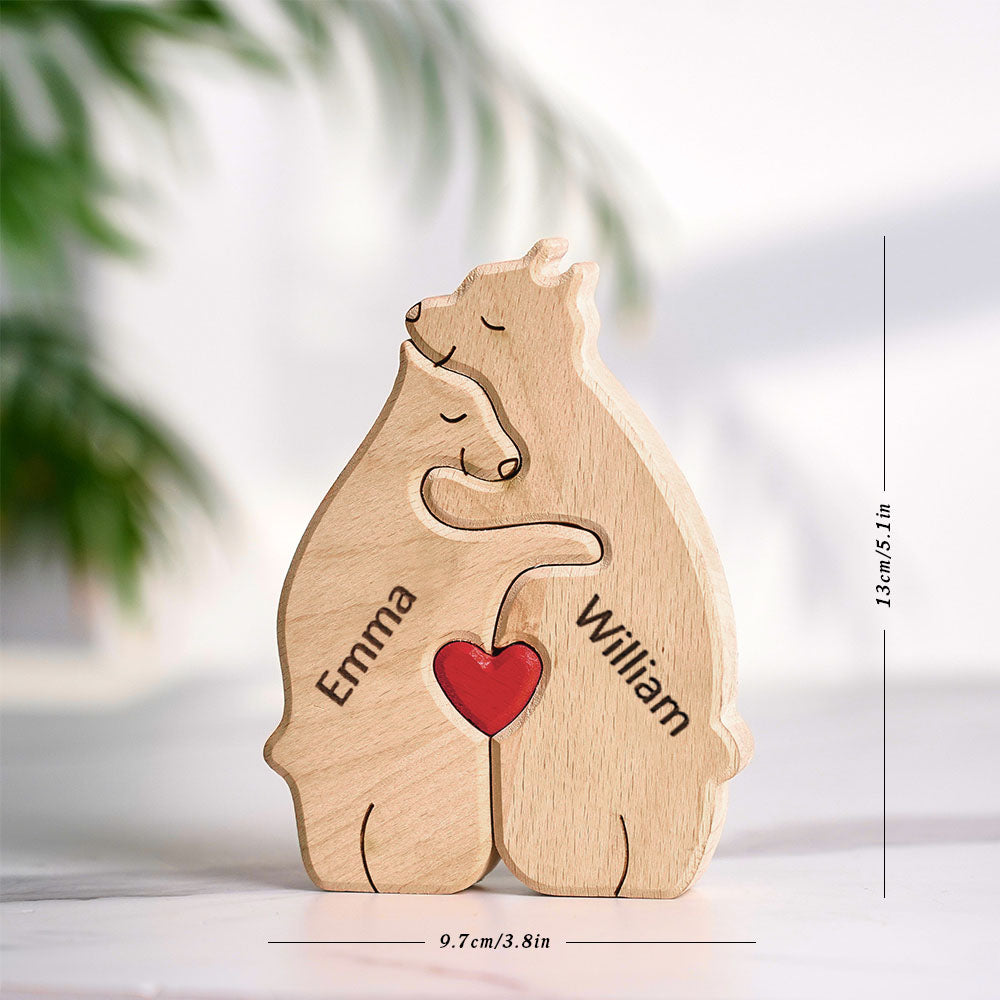 Wooden Bears Family Custom Names Puzzle Home Decor Gifts