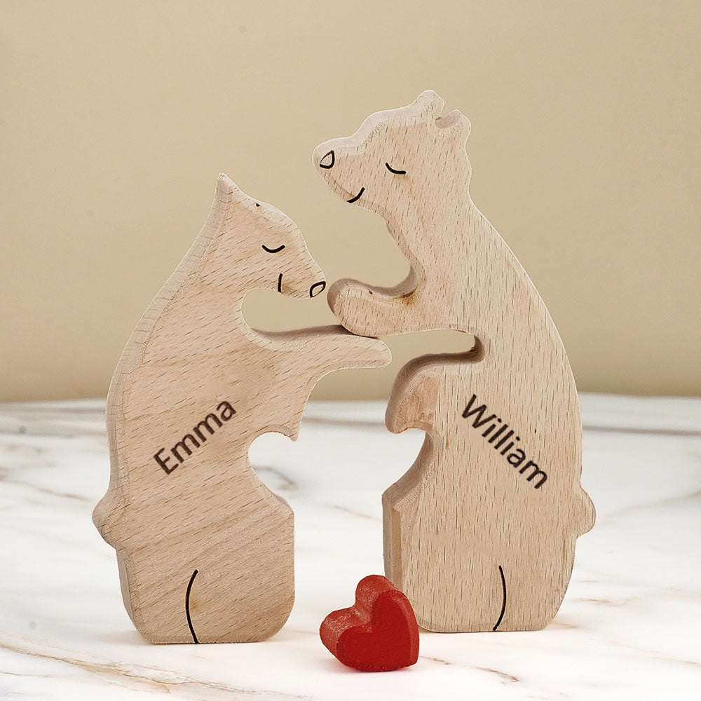 Wooden Bears Family Custom Names Puzzle Home Decor Gifts