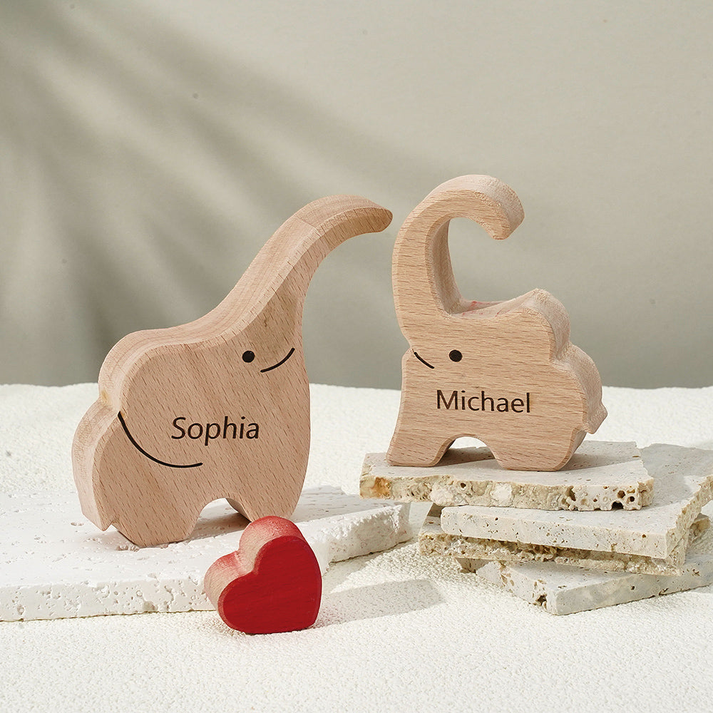 Wooden Family Elephant Puzzle Custom Names Home Decor House Warming Gifts