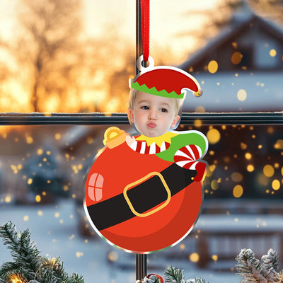 Personalized Cute Baby Elf Ornament with Baby Photo First Christmas Ornament - mysiliconefoodbag