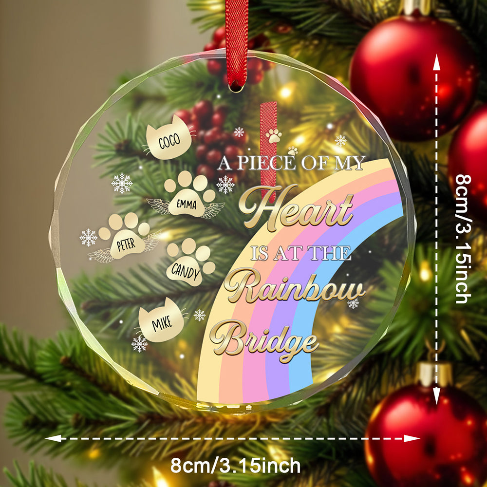 Personalized Memorial Ornament A Piece Of My Heart Is At The Rainbow Bridge Sympathy Gift for Pet Lovers