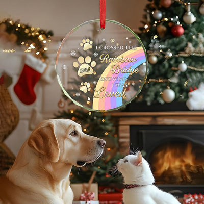 Custom Memorial Ornament I Crossed The Rainbow Bridge Knowing I Was Loved Christmas Ornament Gift for Pet Lovers - mysiliconefoodbag