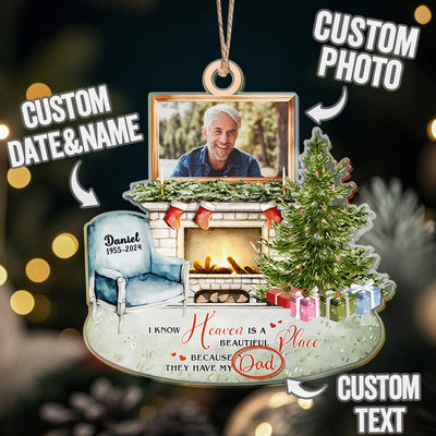 Personalized Heaven is a Beautiful Place Christmas Memorial Ornament Meaningful Christmas Gifts - mysiliconefoodbag