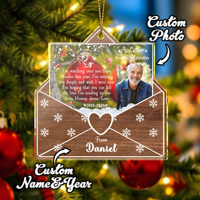 Personalized Photo Letter From Heaven Memorial Christmas Ornament Meaningful Christmas Gifts - mysiliconefoodbag