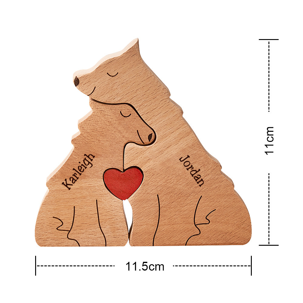 Custom Names Wooden Wolf Family Puzzle Home Decor Christmas Gifts