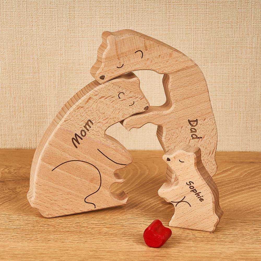 Custom Names Wooden Bears Family Puzzle Gift for Family