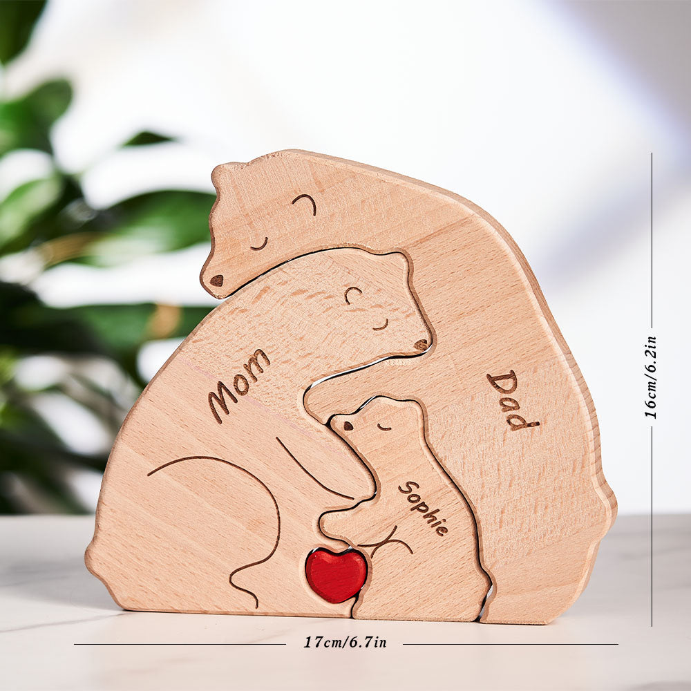 Custom Names Wooden Bears Family Puzzle Gift for Family