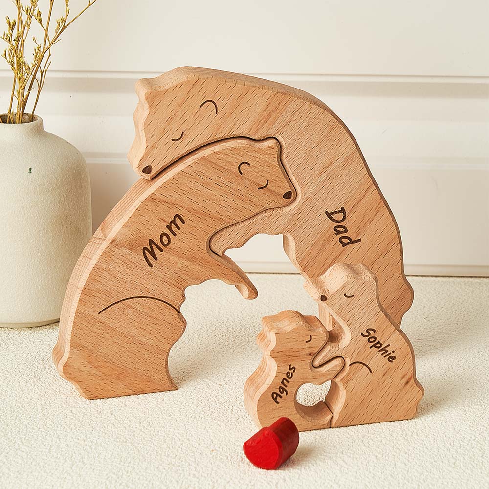 Custom Names Wooden Bears Family Puzzle Gift for Family