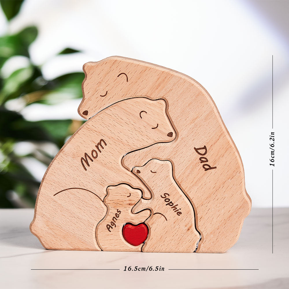 Custom Names Wooden Bears Family Puzzle Gift for Family