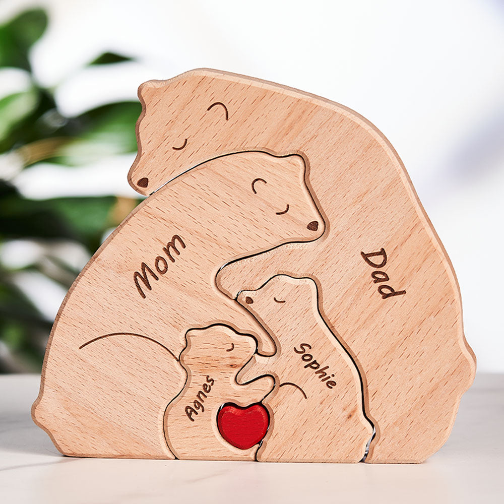 Custom Names Wooden Bears Family Puzzle Gift for Family