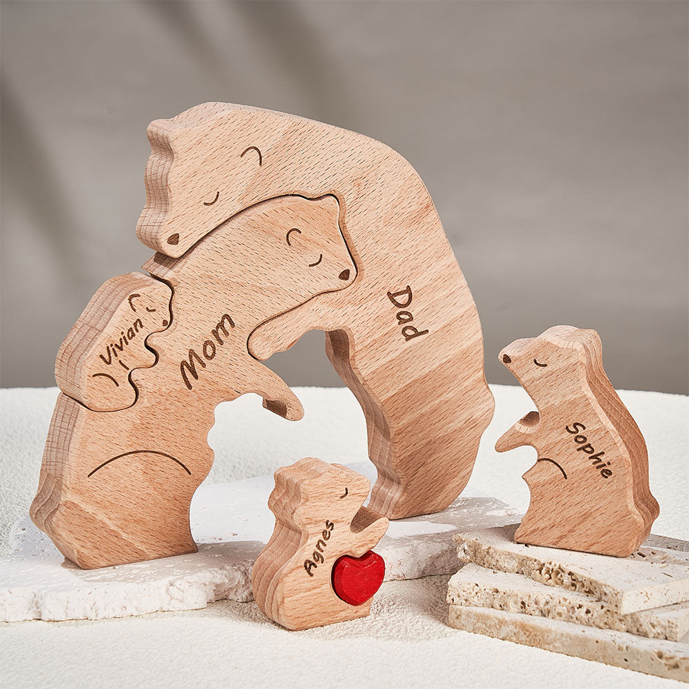 Custom Names Wooden Bears Family Puzzle Gift for Family