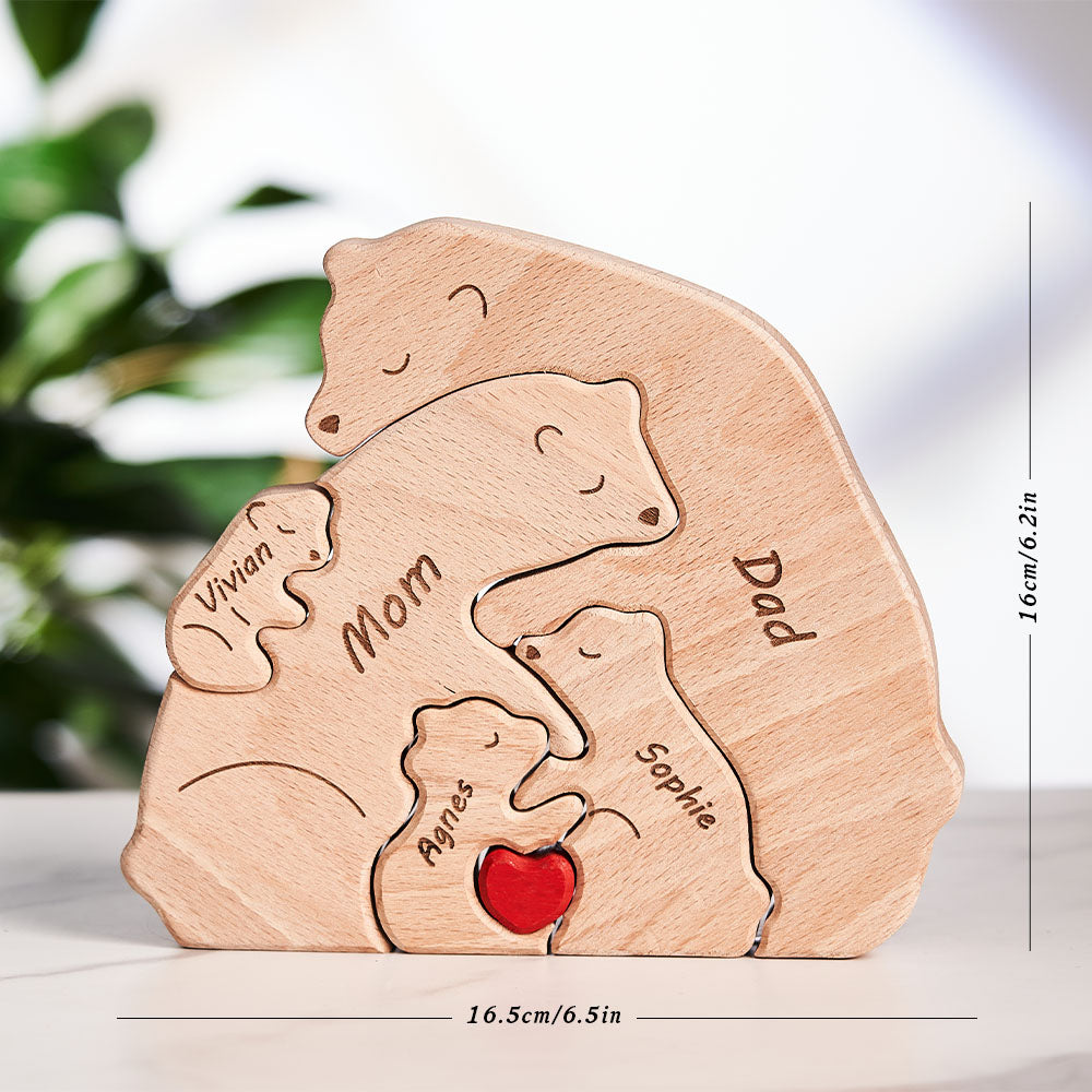 Custom Names Wooden Bears Family Puzzle Gift for Family