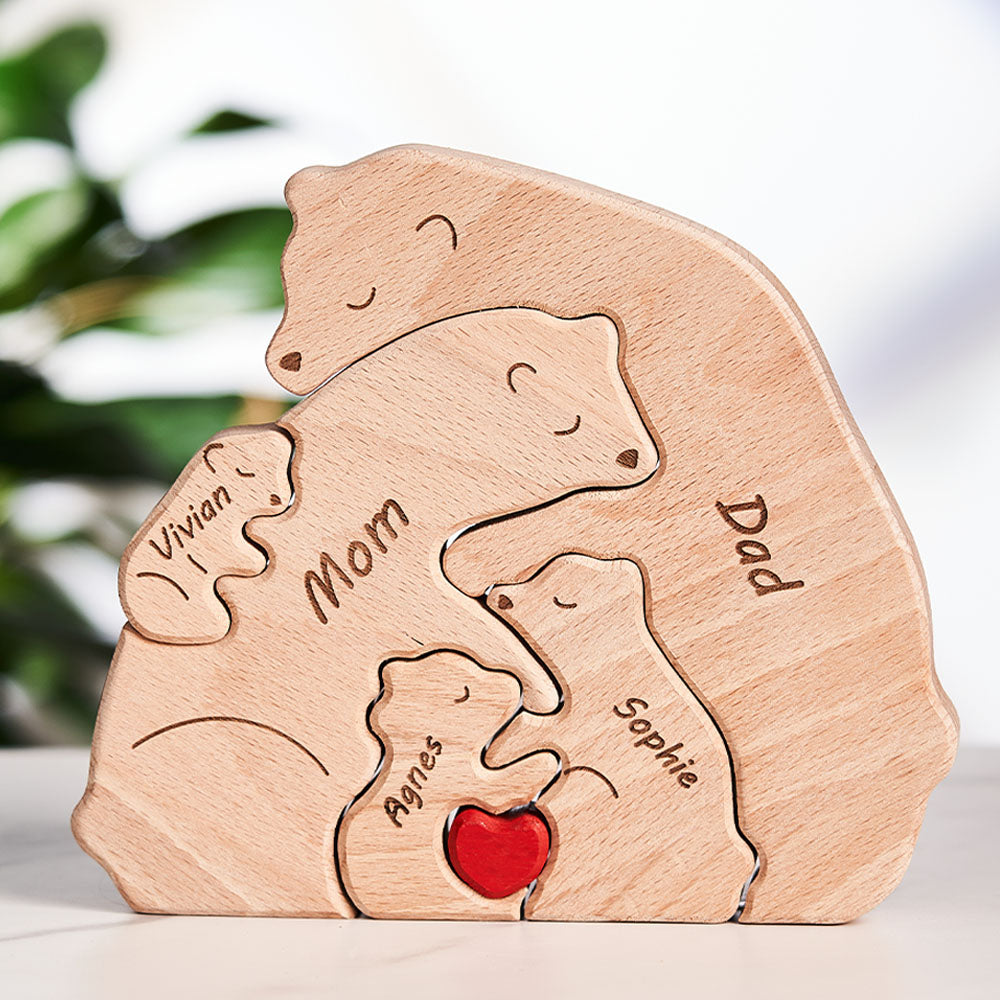 Custom Names Wooden Bears Family Puzzle Gift for Family