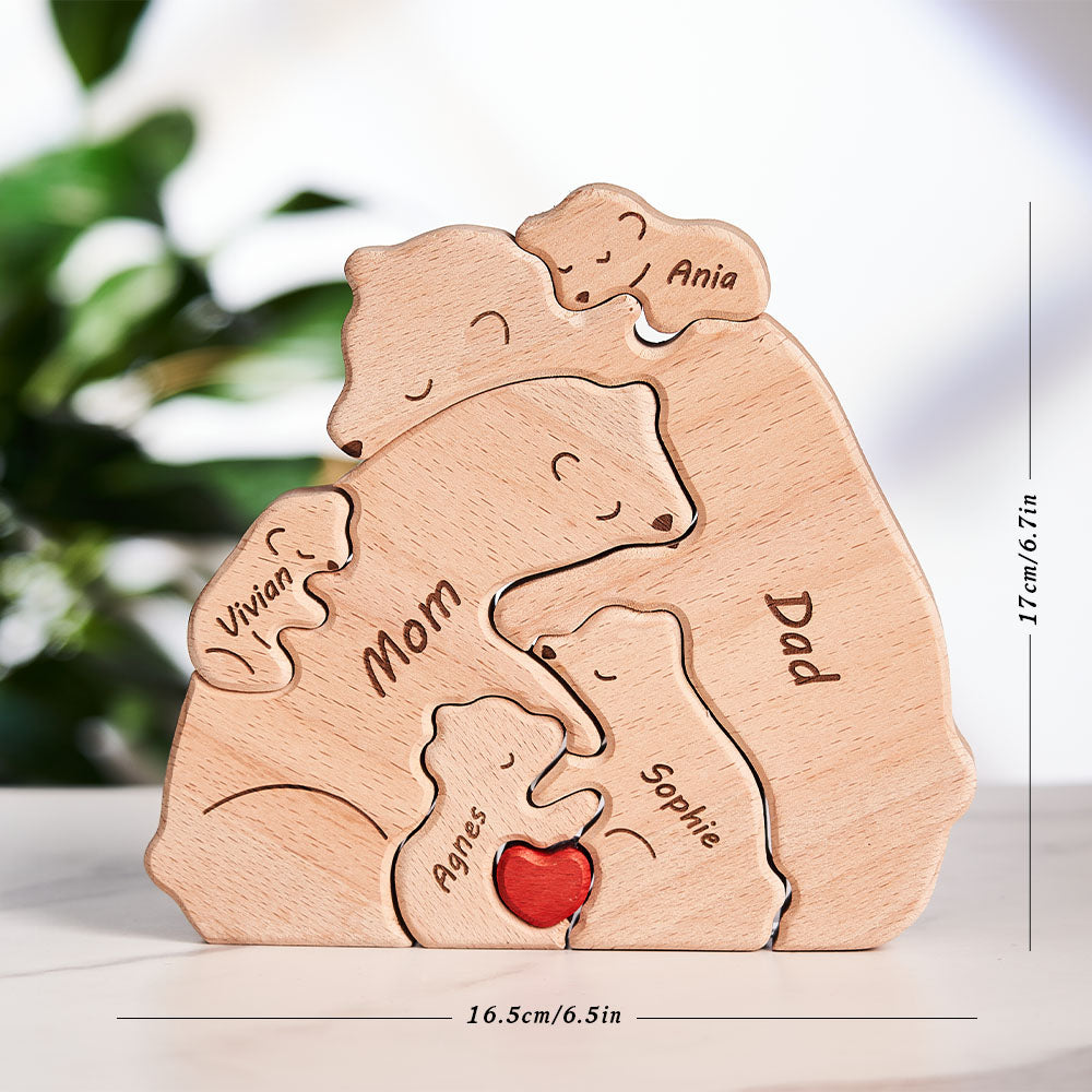 Custom Names Wooden Bears Family Puzzle Gift for Family