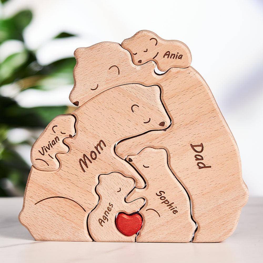 Custom Names Wooden Bears Family Puzzle Gift for Family